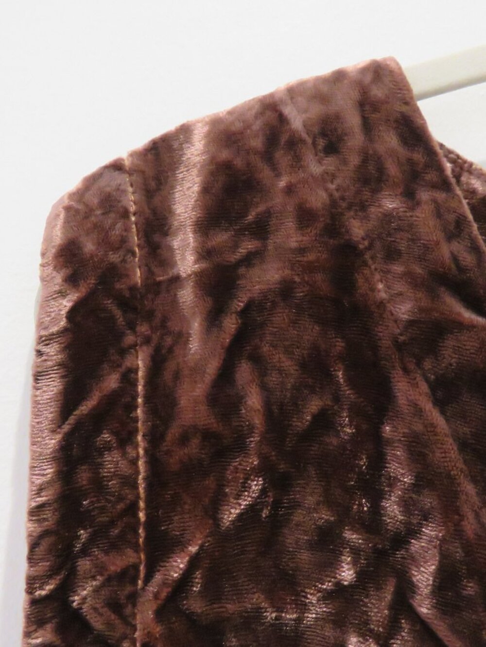 VINTAGE CP SHADES Crushed Brown Velvet Waistcoat Large 90s Lagenlook Grunge - Picture 6 of 13